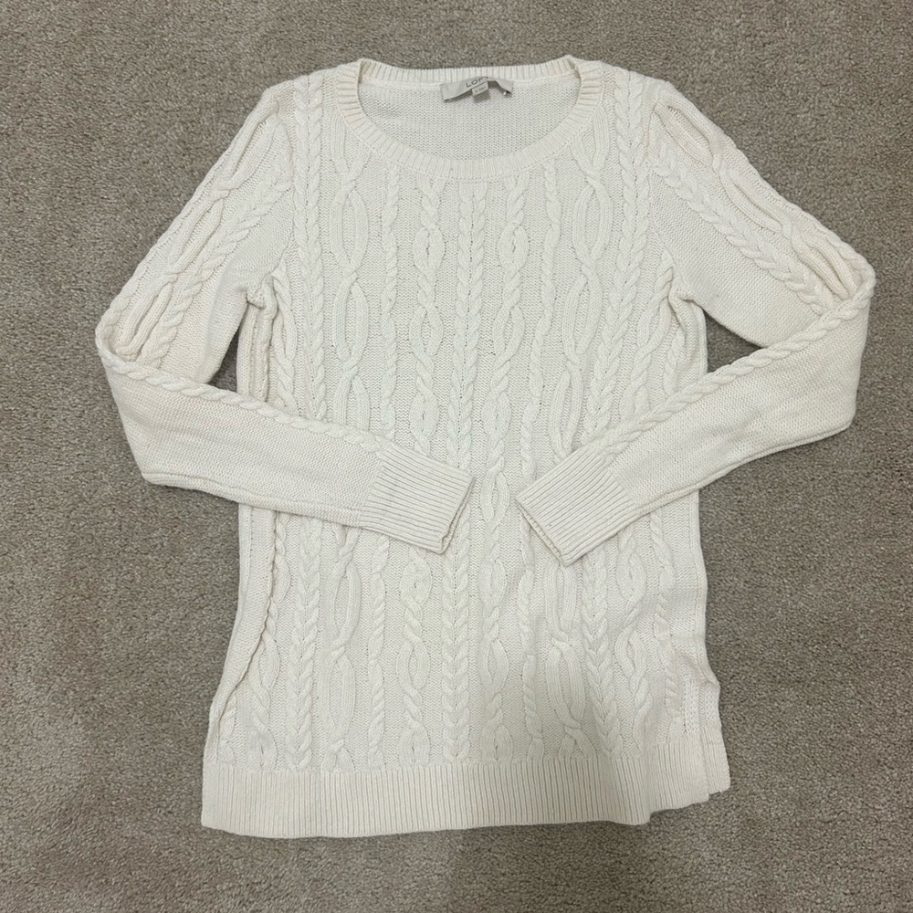 vintage white cable knit sweater ☁️